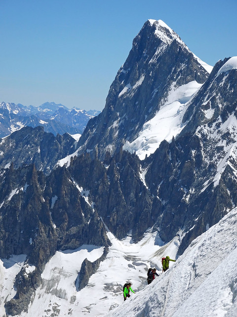 Climbers on the Ridge of Vallée Blanche. Chamonix.