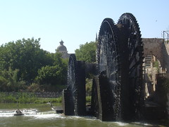 Hama, Norias (hölzerne Schöpfräder) schaufeln quietschend das Wasser aus dem Orontes in die Aquädukte