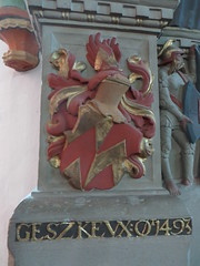 Armoiries, monument funéraire, église-halle gothique (XIVe-XVe) St Johannis, Lunebourg,  Basse-Saxe, République Fédérale d'Allemagne.