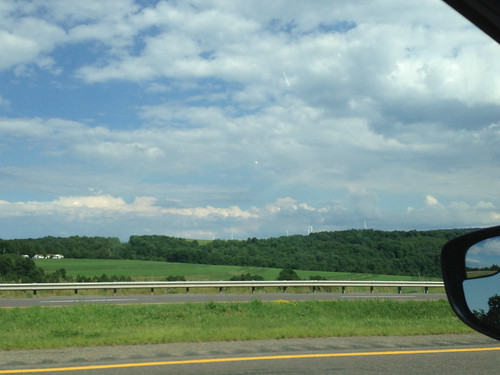 roadtrip driving highway scenery landscape windfarm