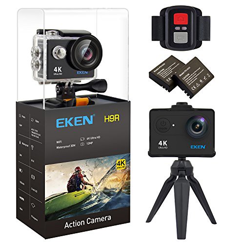 EKEN H9R Action Camera 4K Wifi Waterproof Sports Camera Full HD 4K 25fps 2.7K 30fps 1080P 60fps 720P 120fps Video Camera 12MP Photo and 170 Wide Angle Lens includes 11 Mountings Kit 2 Batteries Black