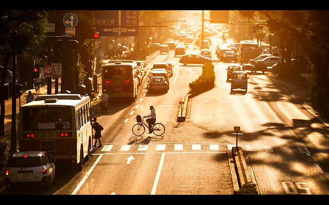 Girl on a bike, Hiroshima, 女性と自転車、広島