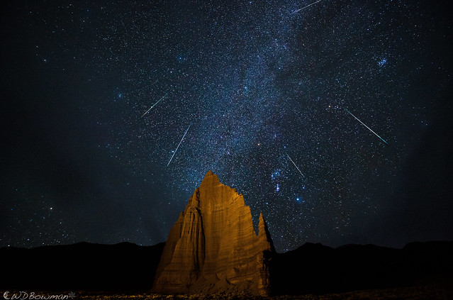 Geminids over Temple of the Moon