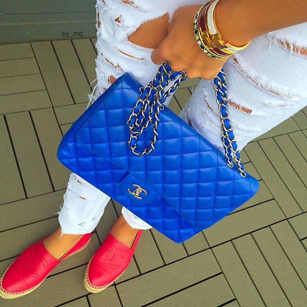 Gorgeous Classic Blue CHANEL Bag & Red Leather CHANEL Espa… | Flickr