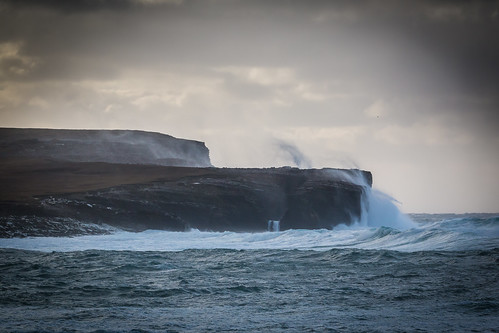 orkney bayofskaill wave storm sea atlantic seascape cliff spray gale crash uk scotland alba scenery waves winter