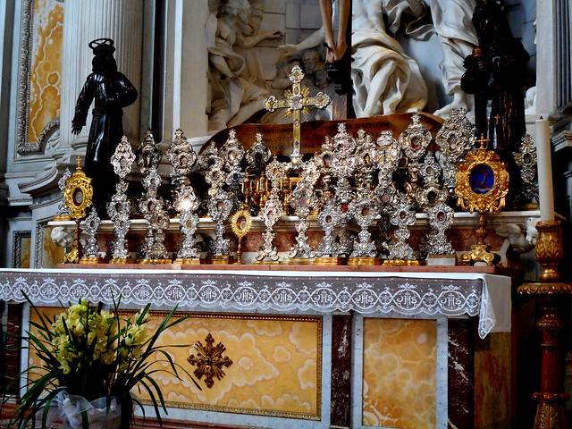 Baroque silver reliquaries at Friary of Santa Maria degli Angeli at Assisi