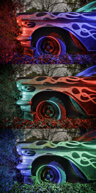Cadillac Flames Triptych