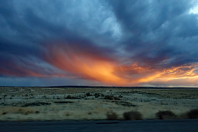 Stormy sunset drive to Salt Lake City