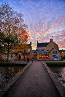 Cotswolds tourism - Bourton-on-the-water at sunset