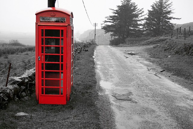 Random phone box. Not many of these left. Near Ulva Ferry, Isle of Mull, Scotland.