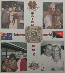 A quilt that was made for a PNG reunion Mum attended several years ago. (Wiebe was Mum's maiden name.) In the middle is Mum's nursing badge. The top left is a photo of Mum's nursing graduation. There are two photos of Mum in PNG where she served with Luth
