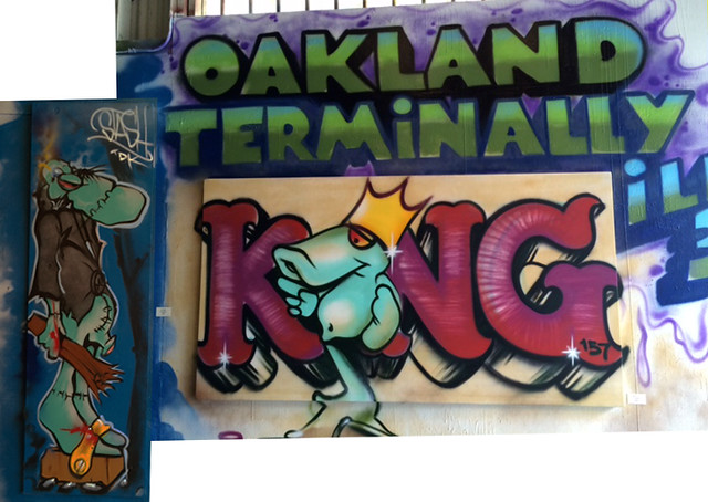 Stash and King 157 at the Oakland Terminal Gallery in West Oakland, California.