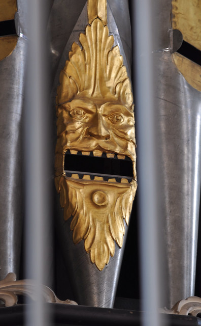 Hildesheim, Niedersachsen, Lambertikirche, organ case, angry face