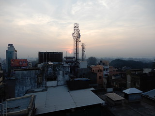Hazy sunrise from the roof of my hotel, Kolhapur
