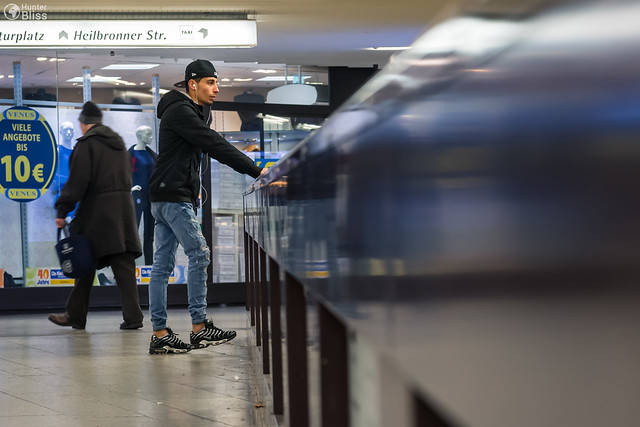 Young German Guy Standing Waiting at Hauptbahnhof Underground U-