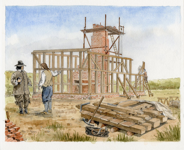 Building the house at Broom Close, Clophill, Bedfordshire