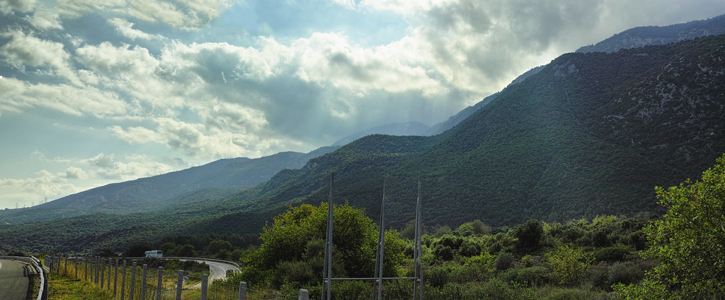Greek Mountains along High Way