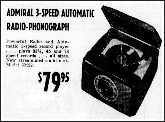 Vintage Advertising For The Admiral Model 6M22 Radio Phonograph In The Akron Ohio Beacon Journal Newspaper, LeRoy's Store Ad, December 18, 1951