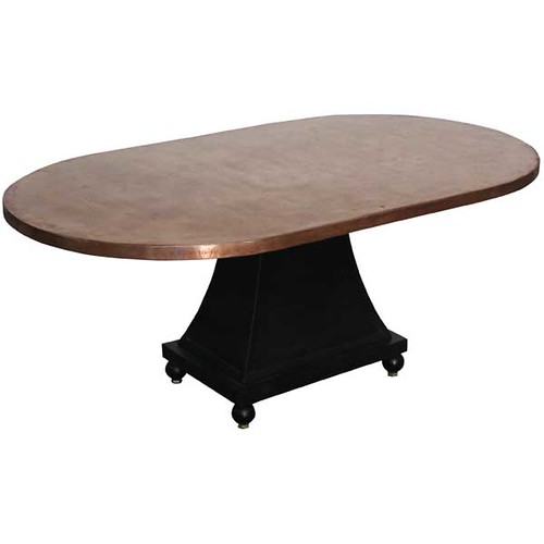 DT70106-Rivoli-Dining-Table-Base-with-Racetrack-Copper-Top | by gilanifurniture