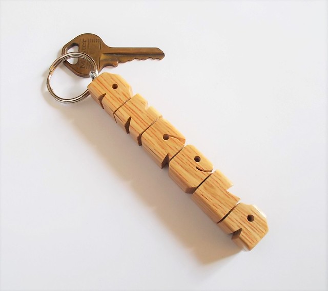 Oak Wood Name Keychain