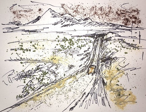 drive road desert color spices drawing sketch