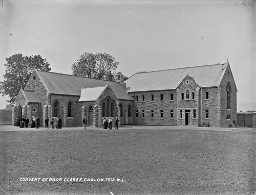 robertfrench williamlawrence lawrencecollection lawrencephotographicstudio glassnegative nationallibraryofireland poorclaresconvent carlow church house gentlemen ladies finery sunday mass gathering lawn enclosed order convent stannes movingchurch countycarlow poorclares lawrencephotographcollection
