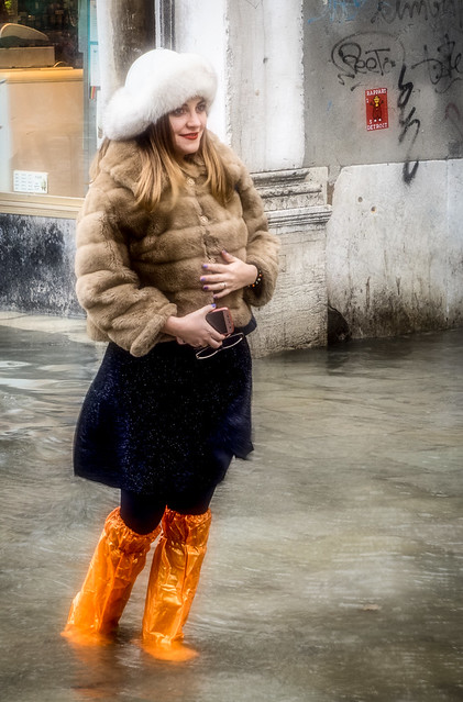 Glamour in flooded St Mark's Square, Venice