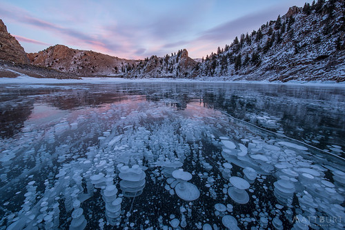 bubbles gunnisonrivercanyon ice sunset