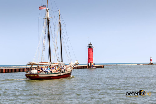 Red Witch Tall Ship with Lighthouse in Background - Kenosha, Wisconsin by Peter Ciro Photography, Red Witch Tall Ship with Lighthouse in Background - Kenosha, Wisconsinkenosha lighthouse redwitch sa