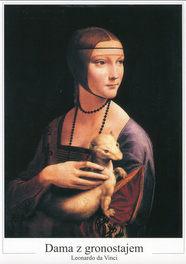 Leonardo da Vinci ( 1452- 1519 ) ' Dama z gronostajem ' ' Lady with an Ermine ' 1489 r. - Muzeum Książąt Czartoryskich , Kraków , Poland.