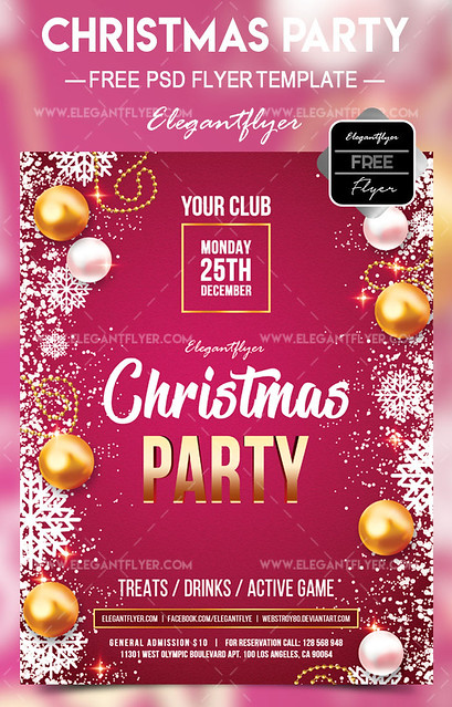 Free Christmas party – Flyer PSD Template + Facebook Cover