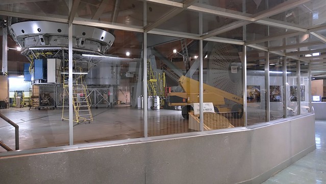 Glass-enclosed gallery at Palomar Observatory where  the public may view the 200-inch Hale  telescope