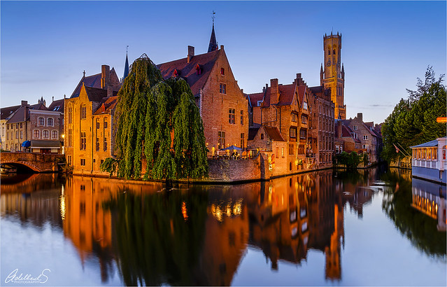 Famous view on Bruges, Belgium