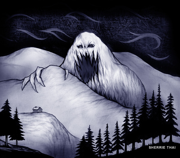 Abominable Snowman Mountain Sketch Drawing