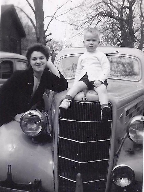 1935 Ford Standard Tudor with my Mom and Brother in 1943
