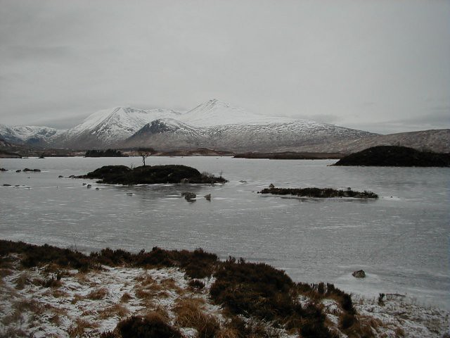 View from frozen Loch Ba, - Scotland
