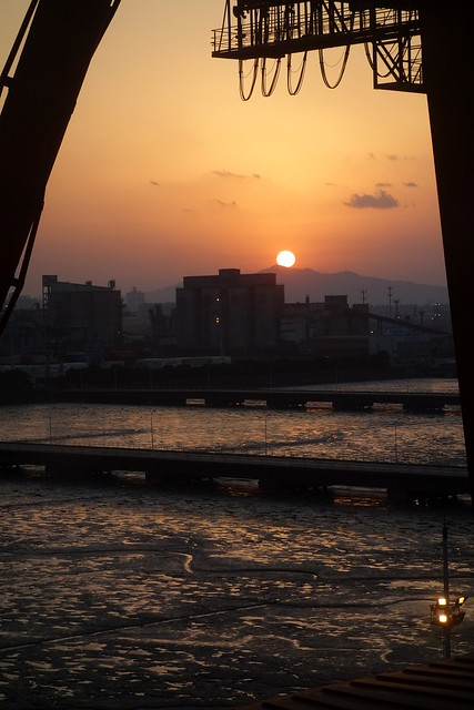 Sunset on a Freight Ship (Ningbo Port, China)