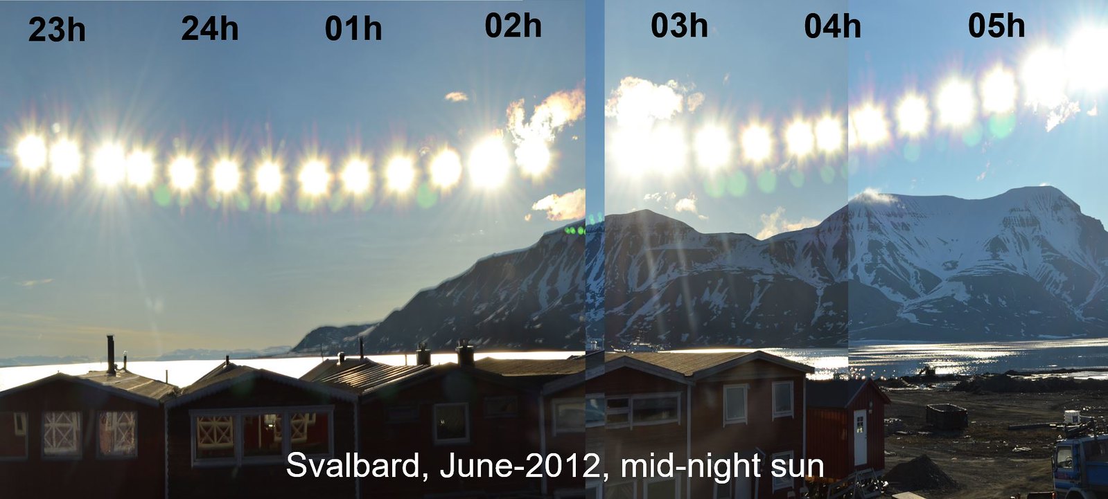 Svalbard. Midnight Sun composition from the sleep hut.