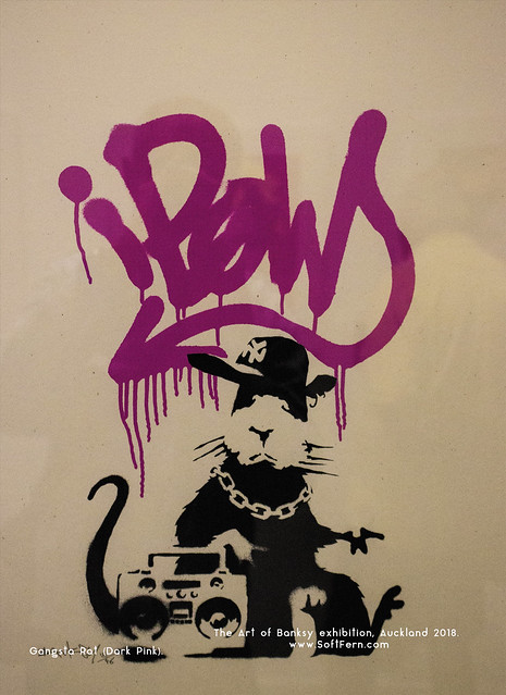 Rats and monkeys are Banksy’s one of the most favourite subjects. Gangsta Rat (Dark Pink). 2005