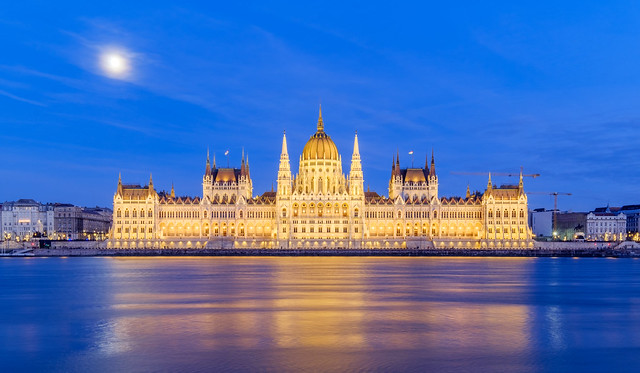 Hungarian Parliament with Full Moon
