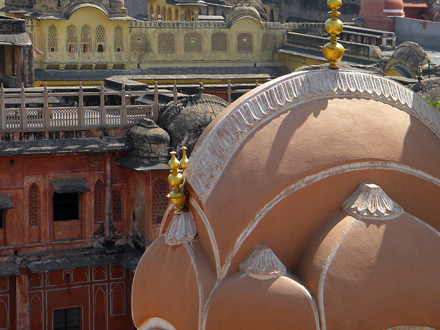 The roof top of Jaipur's Palace of the Winds, India