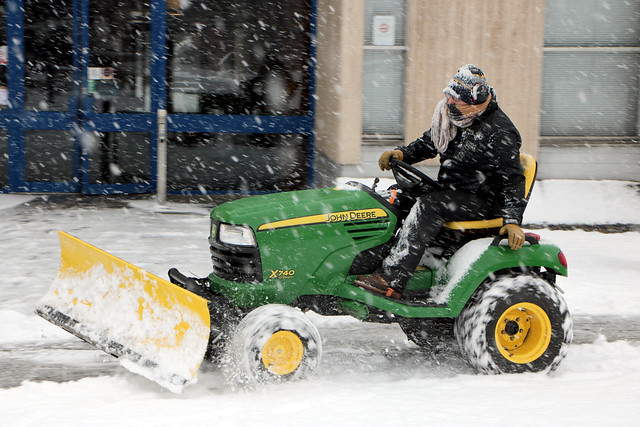 Snow plough, Snowy day at University of Kent