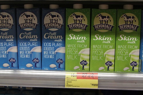 Shelf full of Devondale milk imported from Australia