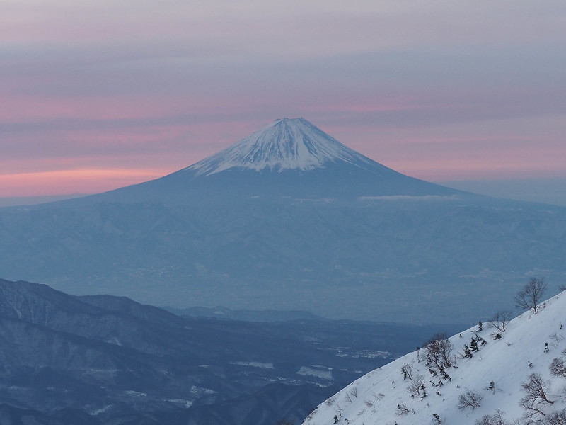 赤岳の夕焼け富士山