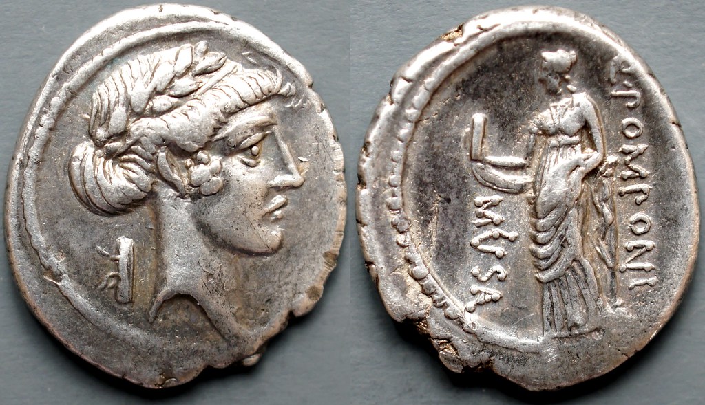 410/3 Pomponia Denarius. Q.POMPONI MVSA Apollo, scroll, th… | Flickr