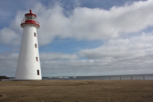 pointprim pei canada lighthouse sky clouds view water