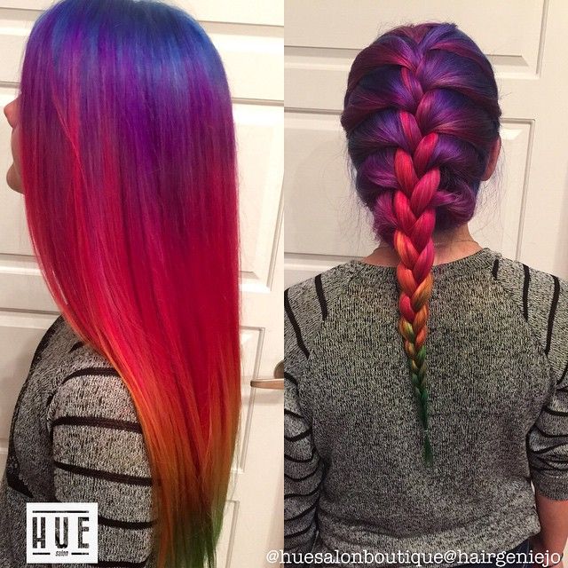 Trendy HairStyles Ideas : Have you noticed? Rainbow hair just begs to be braided! Hair by Joleen Sodaro of...