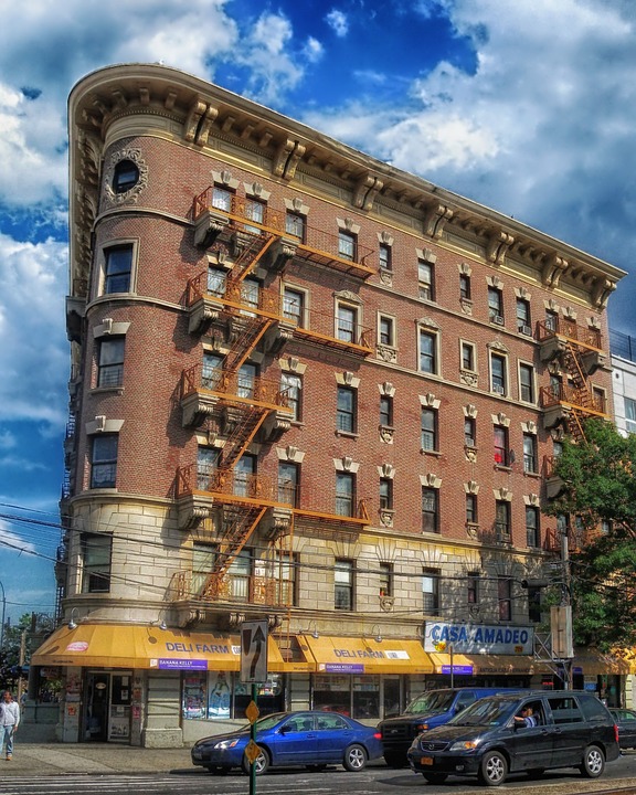 A brick apartment building at the Bronx