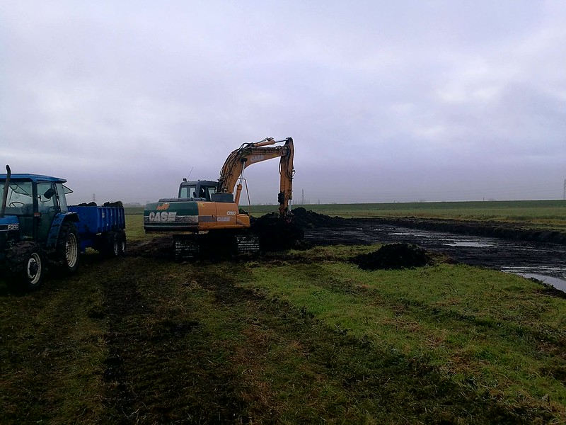 Creating scrapes at the Nene Washes in 2018 (James Cooper, RSPB)