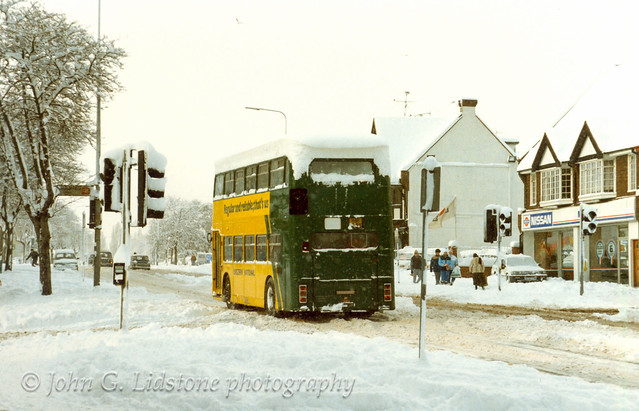 Eastern National Bristol VRT/SL3/6LXB / ECW 3120, XHK 225X in heavy snow conditions with huge 'lid' of snow after a night of heavy snow